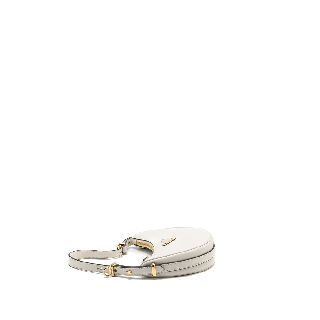 PRADA ARQUÉ SMALL SHOULDER BAG CALFSKIN WHITE GHW
