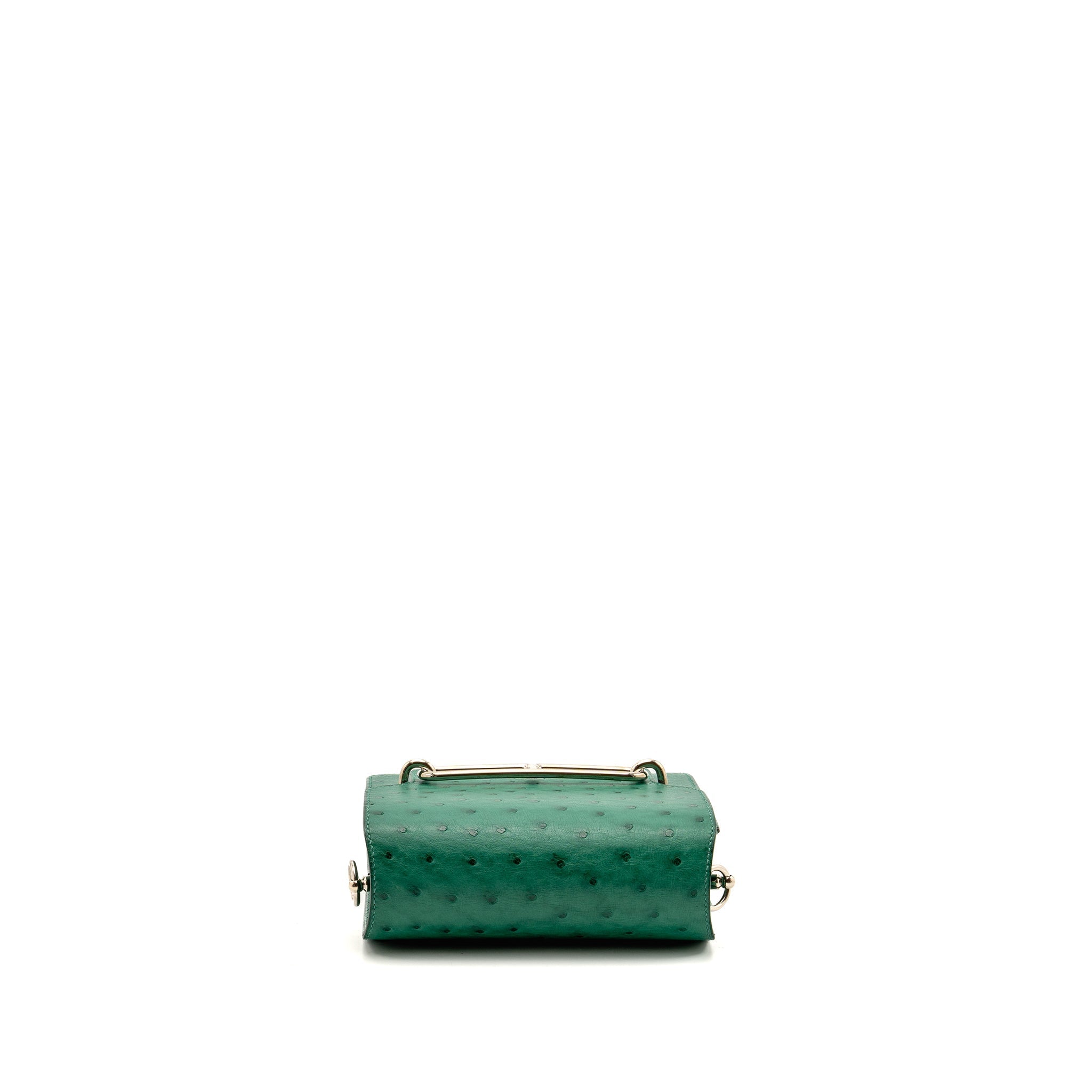 HERMES MINI ROULIS OSTRICH VERT VERTIGO SHW