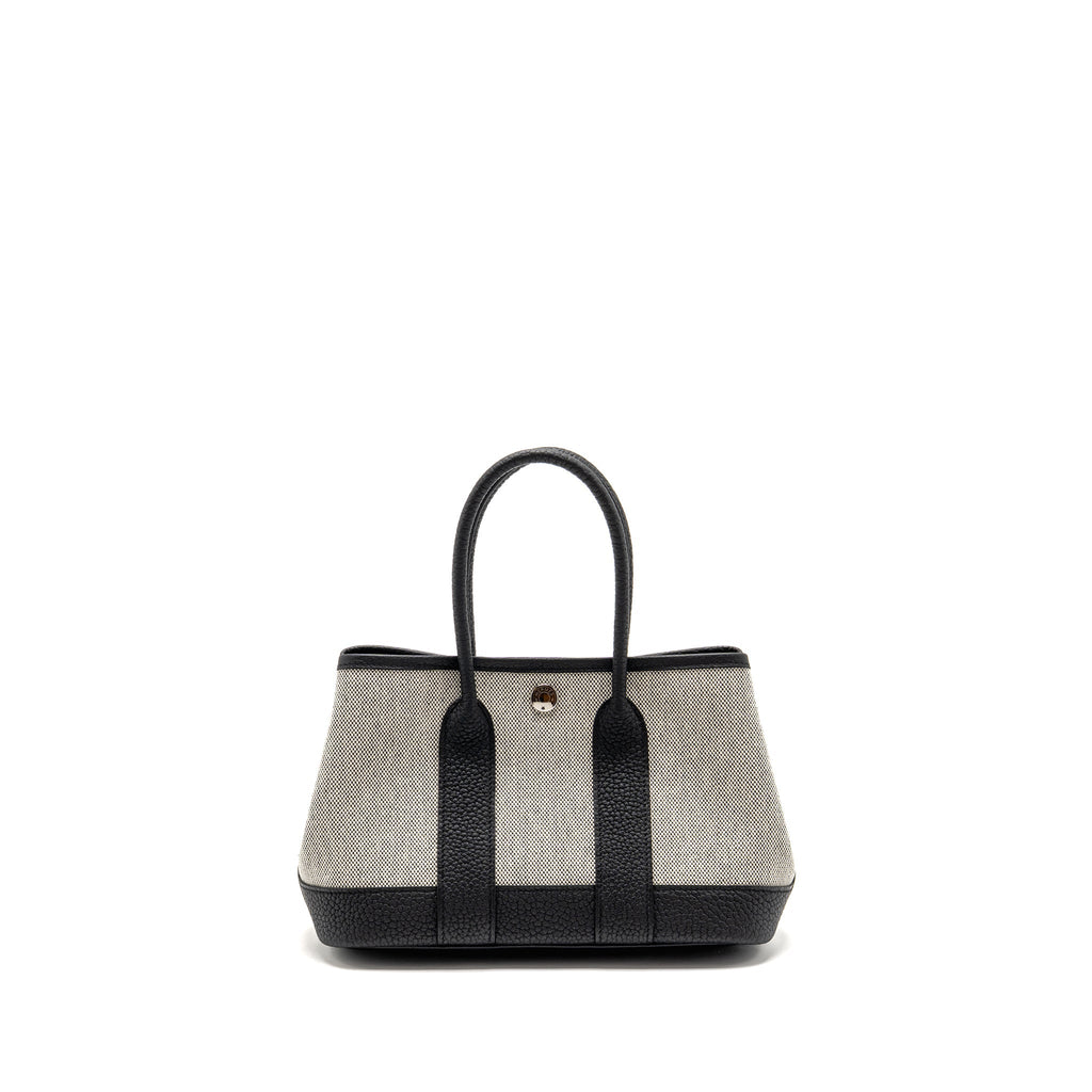 HERMES NEO GARDEN PARTY 23 CANVAS/NEGONDA ECRU/BLACK SHW
