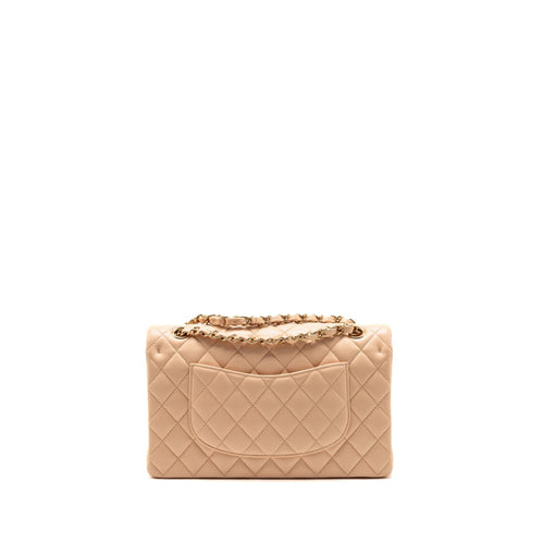 CHANEL MEDIUM CLASSIC DOUBLE FLAP BAG CAVIAR LIGHT BEIGE LGHW (MICROCHIP)