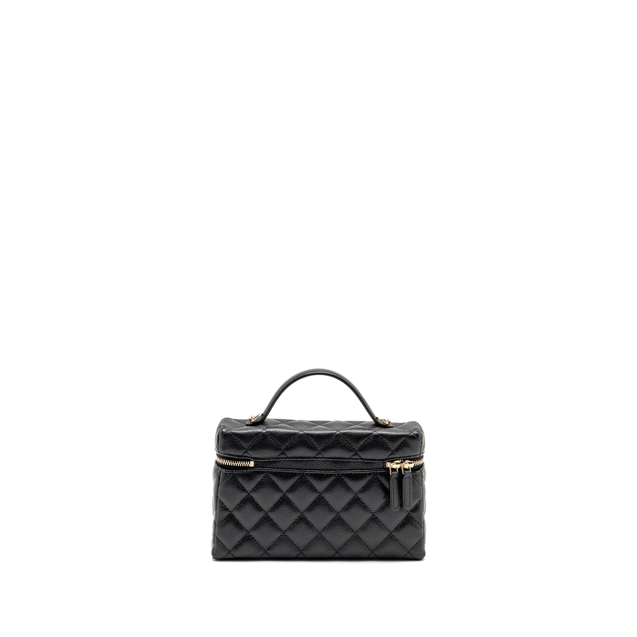CHANEL 25P CC TOP HANDLE VANITY BAG CAVIAR BLACK LGHW (MICROCHIP)