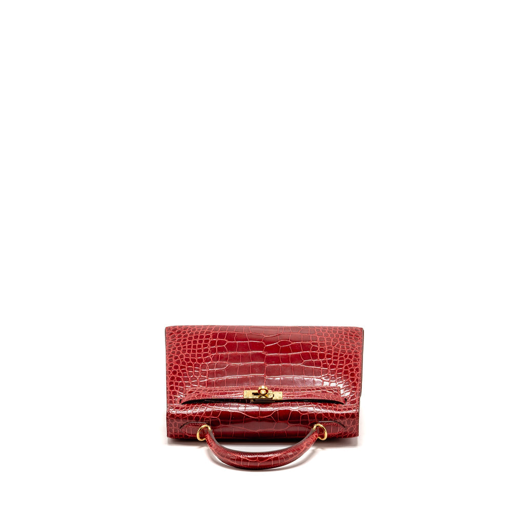 HERMES KELLY 25 CROCODILE POROUS BRAISE GHW
