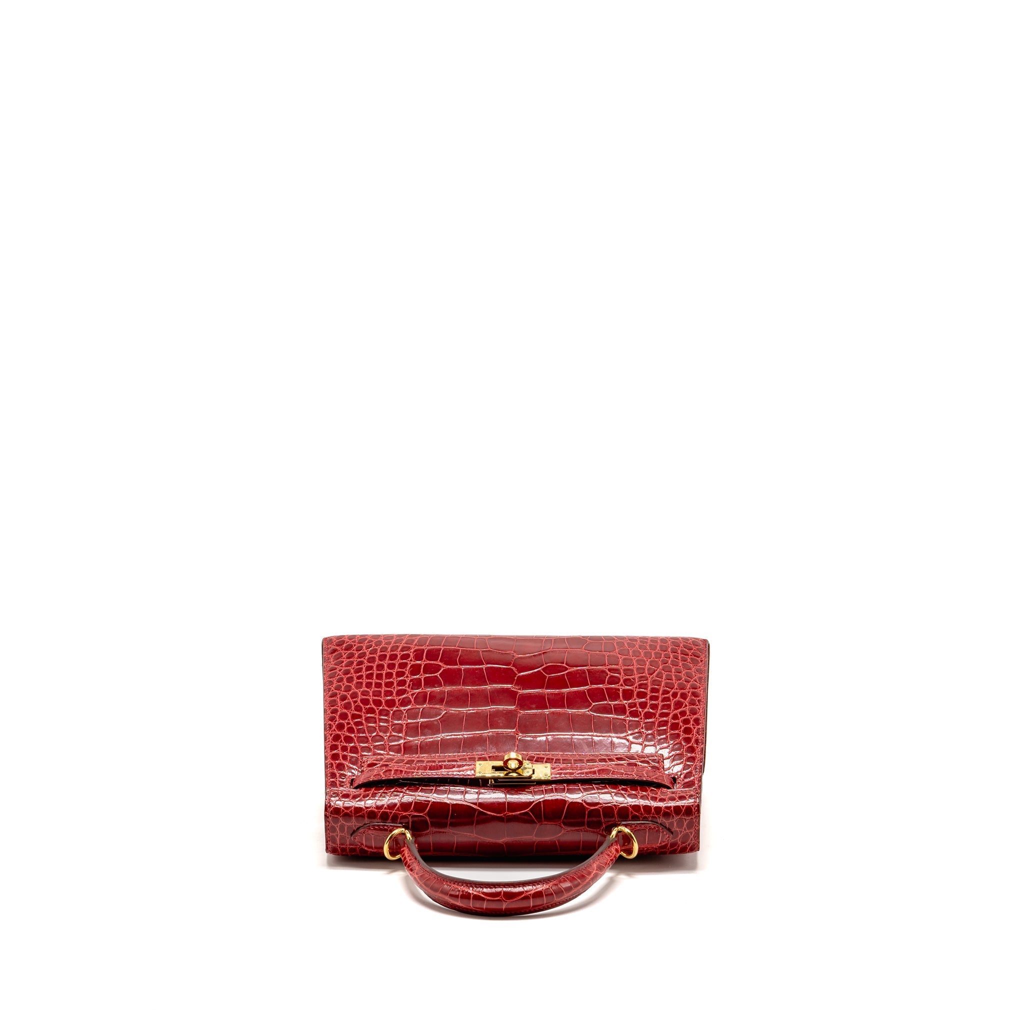 HERMES KELLY 25 CROCODILE POROUS BRAISE GHW