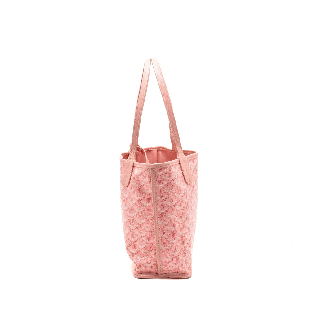 GOYARD MINI ANJOU TOTE GOYARDINE CANVAS / CALFSKIN PINK