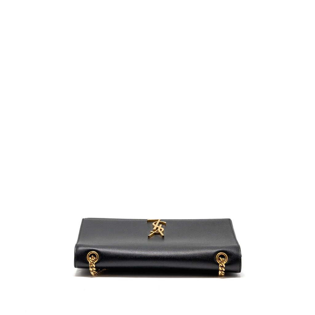 SAINT LAURENT/YSL LARGE KATE CHAIN BAG GRAINED CALFSKIN BLACK GHW