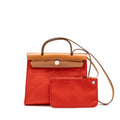 HERMES HERBAG 31 ZIP BAG CANVAS/ HUNTER LEATHER ROUGH TOMATE SHW