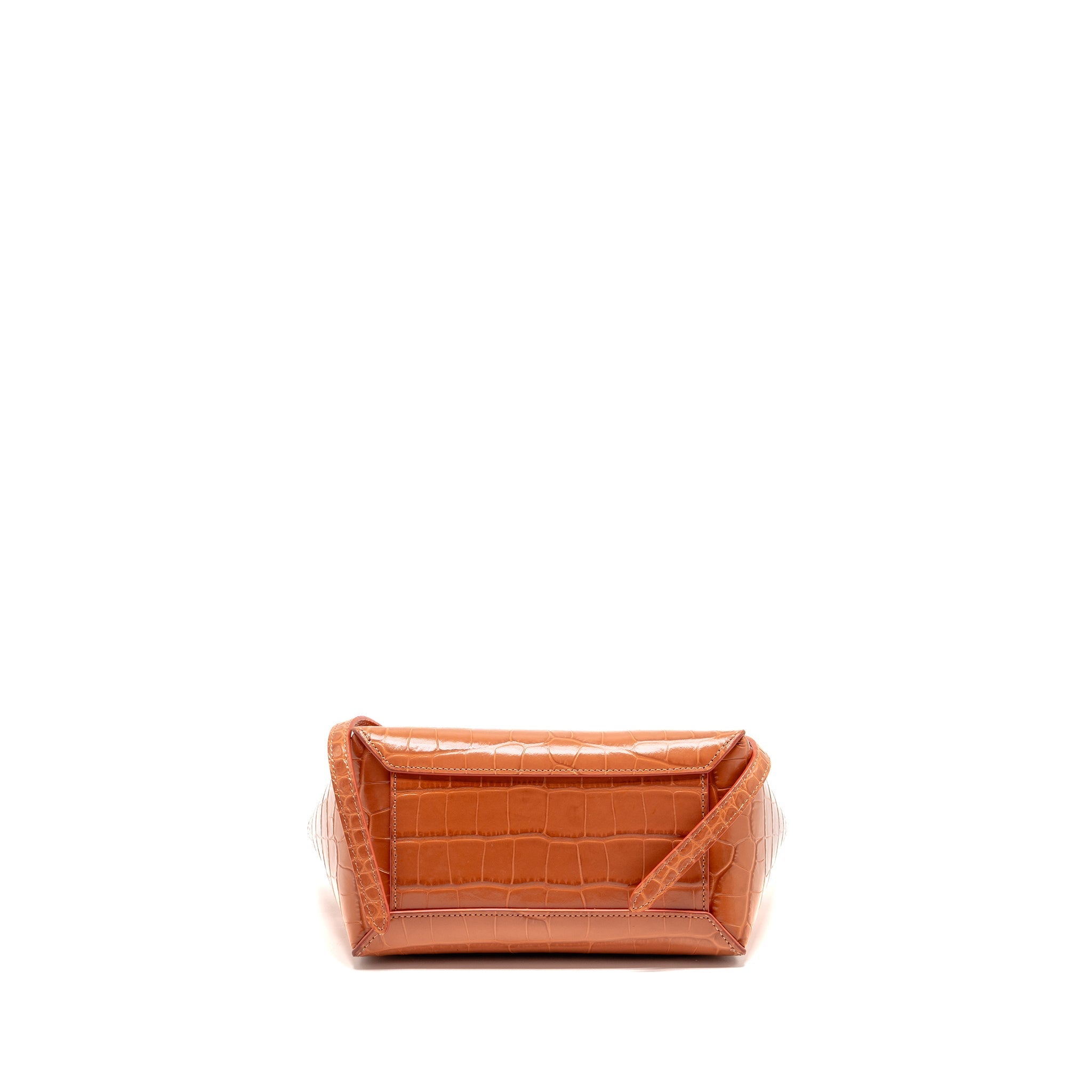 CELINE NANO BELT BAG CROC-EMBOSSED CALFSKIN LYCHEE PINK GHW