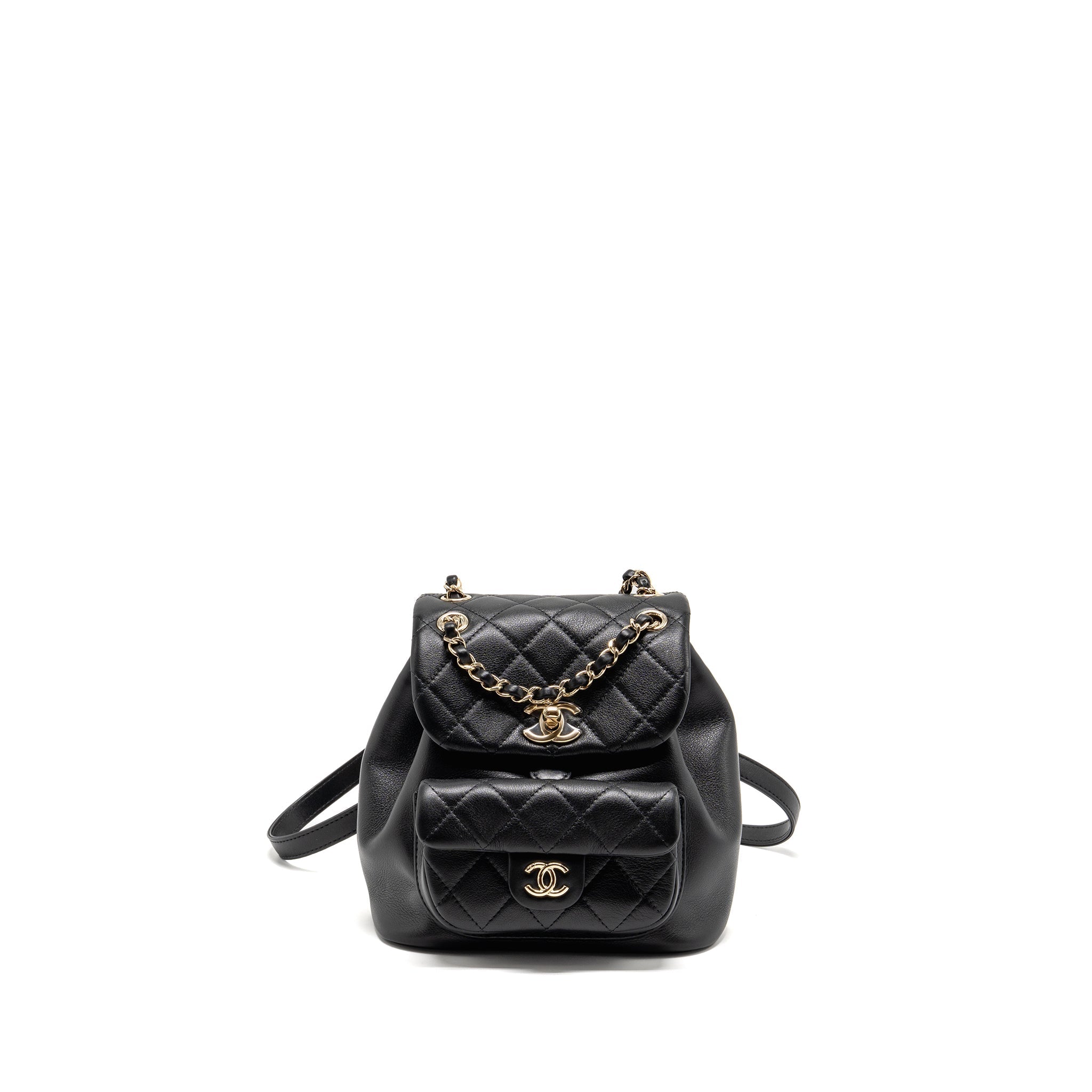 CHANEL MINI DUMA BACKPACK CALFSKIN BLACK LGHW (MICROCHIP)