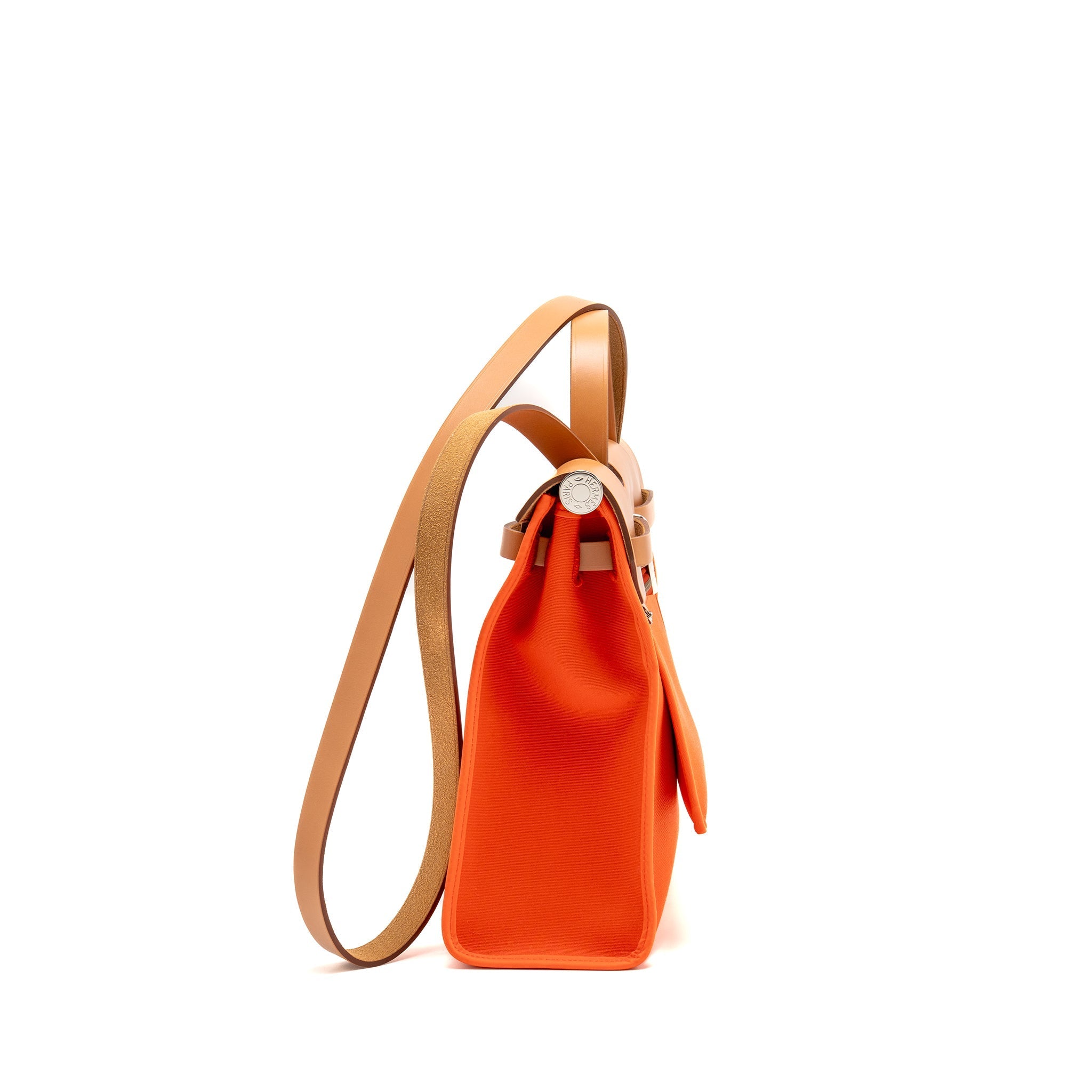 HERMES HERBAG 31 ZIP BAG CANVAS/NATURAL HUNTER ORANGE POPPY SHW