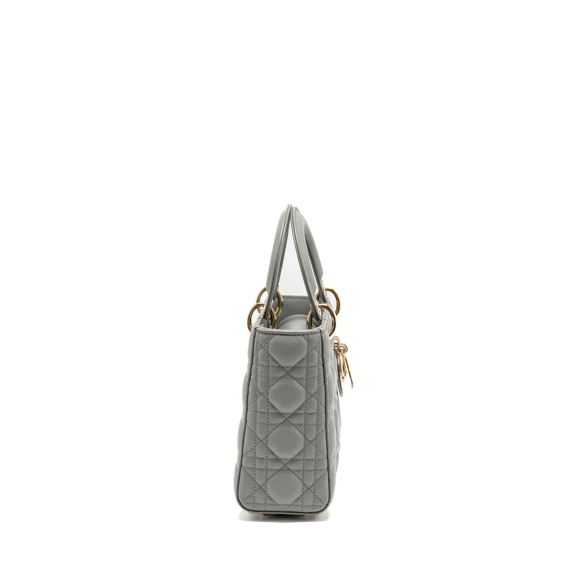 DIOR SMALL LADY DIOR MY ABCDIOR BAG LAMBSKIN GREY STONE LGHW