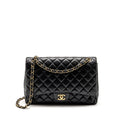 CHANEL MAXI SINGLE FLAP BAG LAMBSKIN BLACK GHW