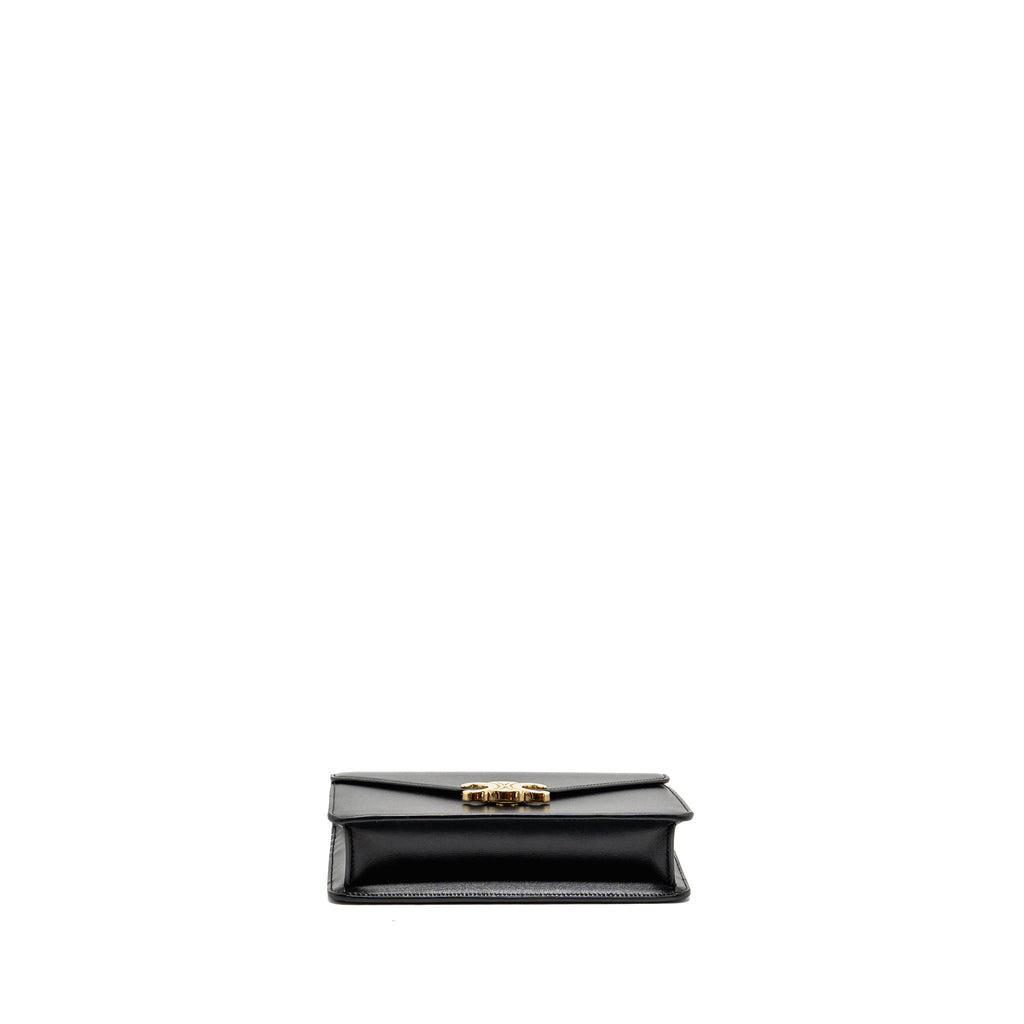 CELINE WALLET ON CHAIN MARGO SHINY CALFSKIN BLACK GHW