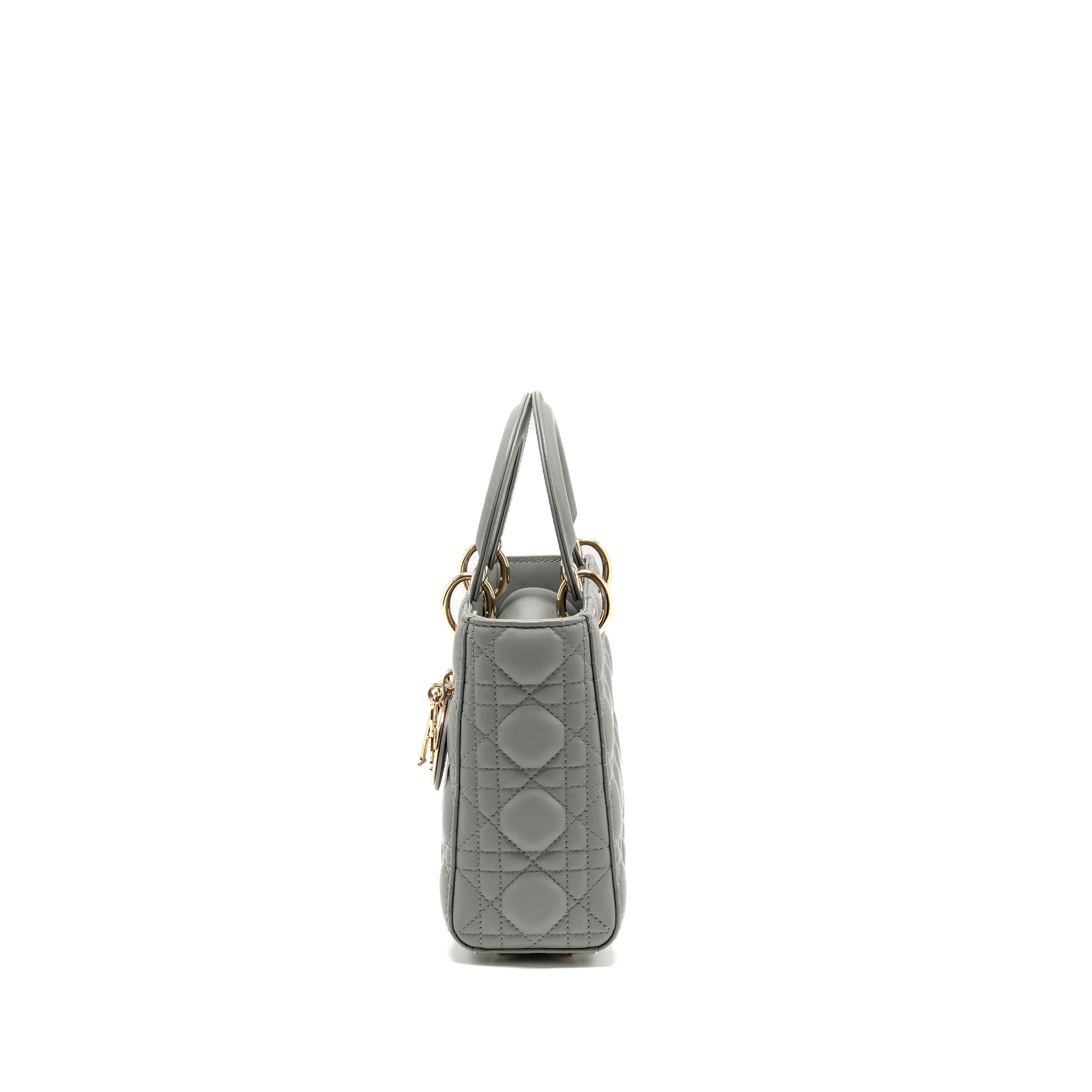 DIOR SMALL LADY DIOR MY ABCDIOR BAG LAMBSKIN GREY STONE LGHW