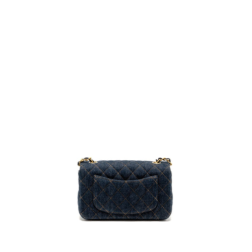 CHANEL MINI RECTANGULAR FLAP BAG DENIM DARK BLUE GHW (MICROCHIP)