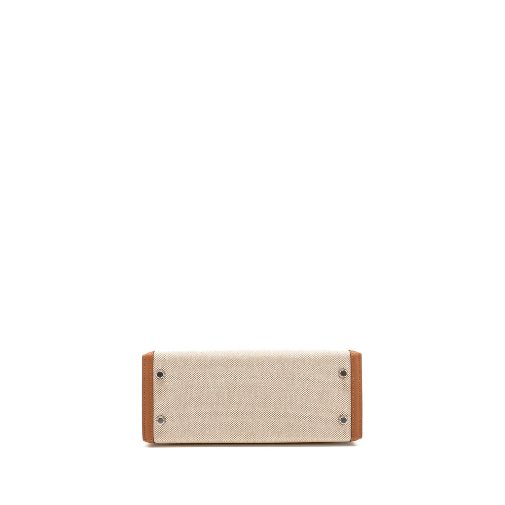 HERMES KELLY 25 TOILE H/SWIFT ECRU-BEIGE/GOLD SHW
