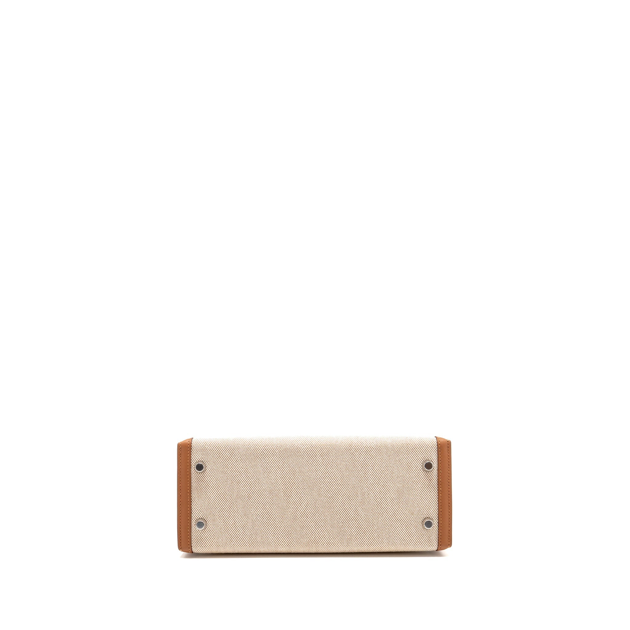 HERMES KELLY 25 TOILE H/SWIFT ECRU-BEIGE/GOLD SHW