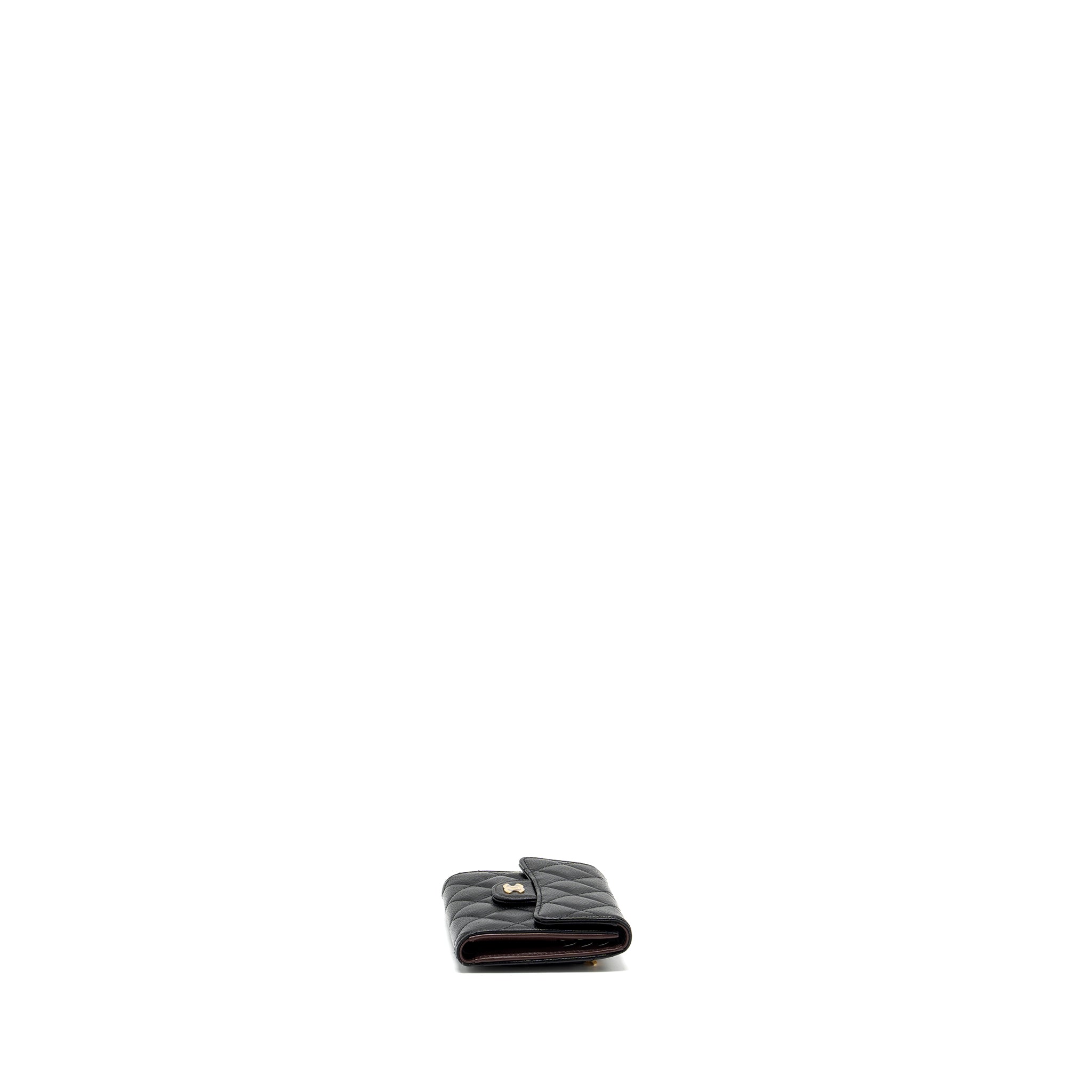 CHANEL CLASSIC COMPACT WALLET CAVIAR BLACK GHW (MICROCHIP)