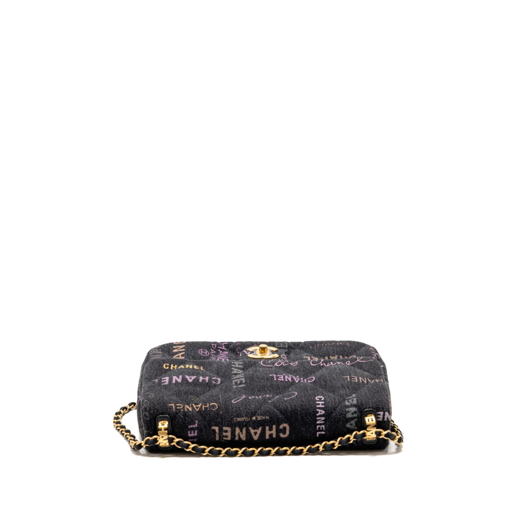 CHANEL LARGE MOOD FLAP BAG DENIM BLACK/MULTICOLOUR GHW (MICROCHIP)