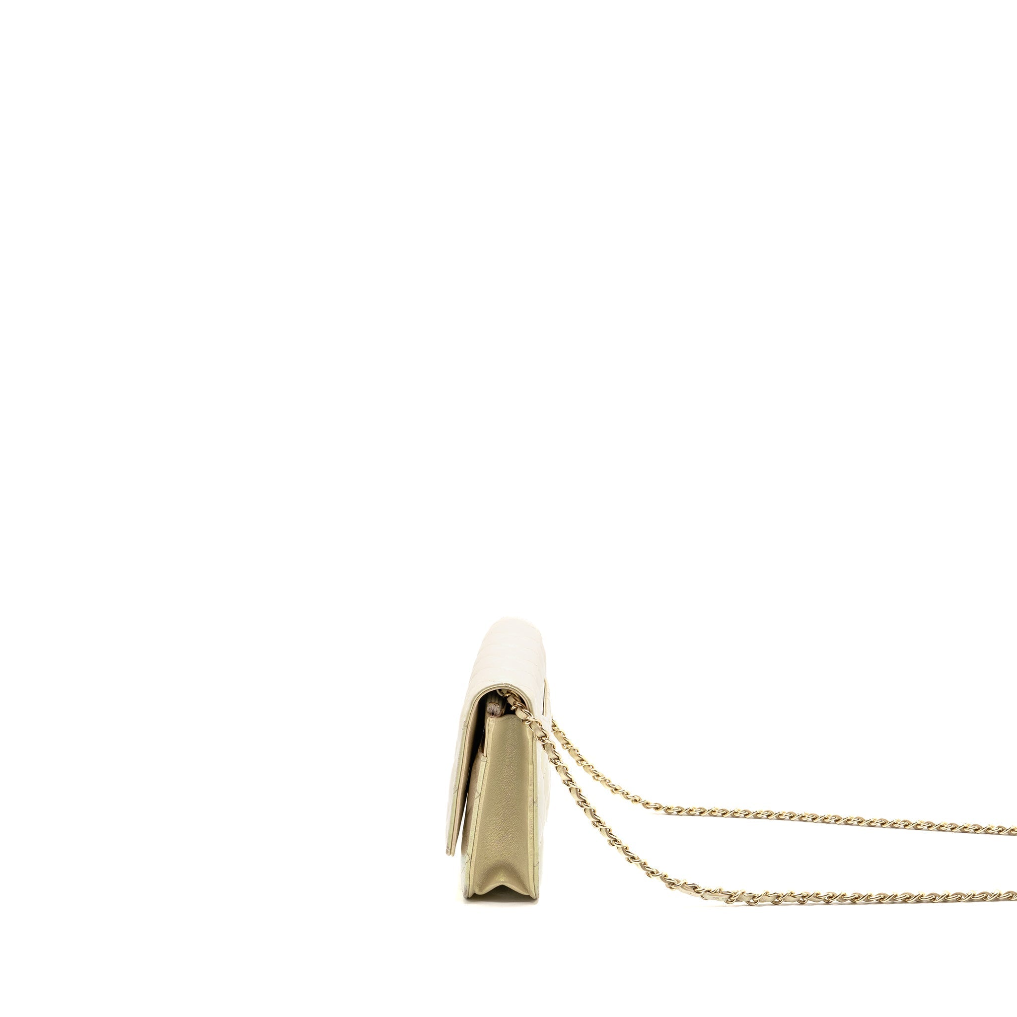 CHANEL WALLET ON CHAIN LAMBSKIN IRIDESCENT IVORY LGHW