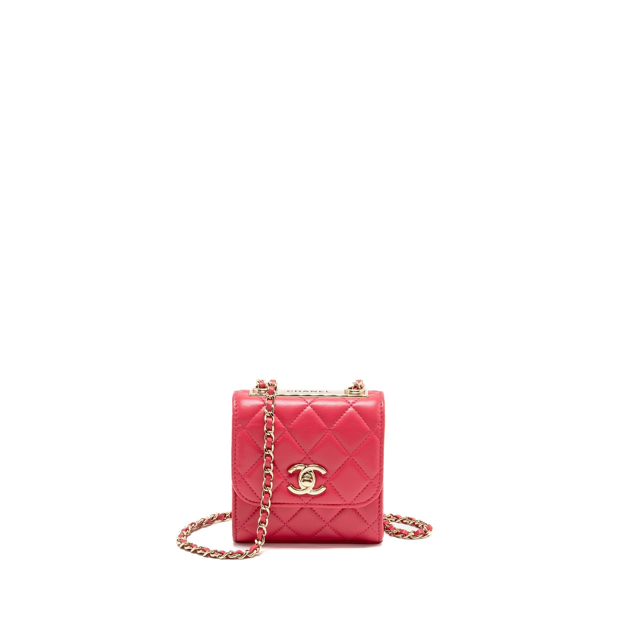 CHANEL MINI TRENDY CC CLUTCH WITH CHAIN LAMBSKIN PINK LGHW