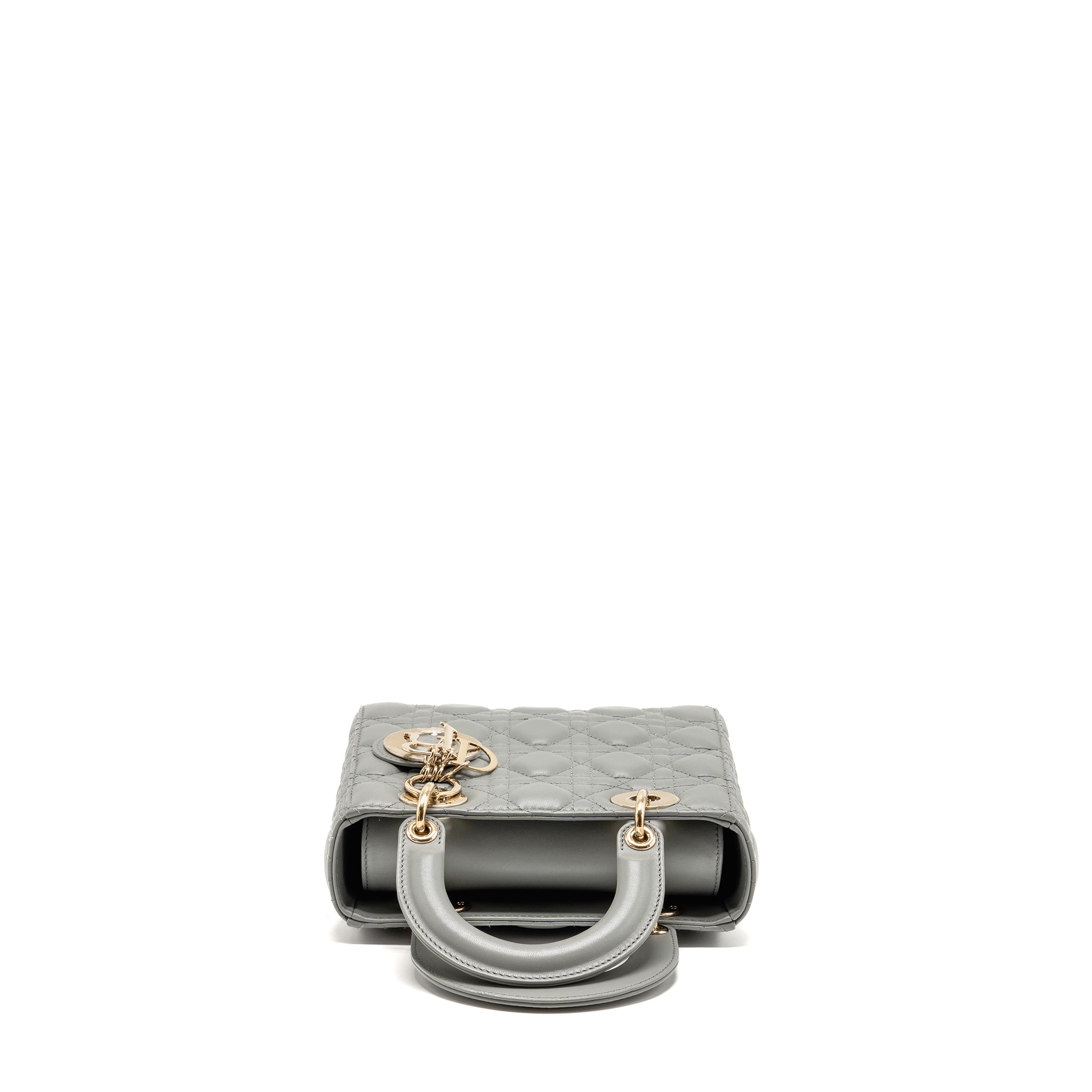 DIOR SMALL LADY DIOR MY ABCDIOR BAG LAMBSKIN GREY STONE LGHW