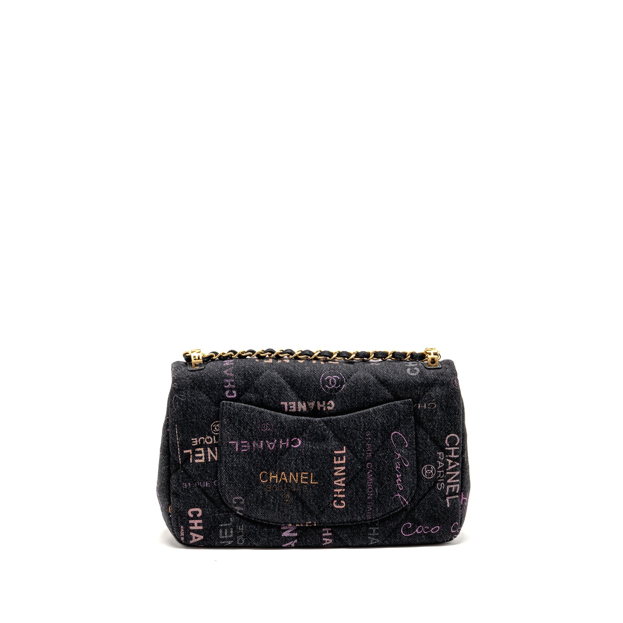 CHANEL LARGE MOOD FLAP BAG DENIM BLACK/MULTICOLOUR GHW (MICROCHIP)