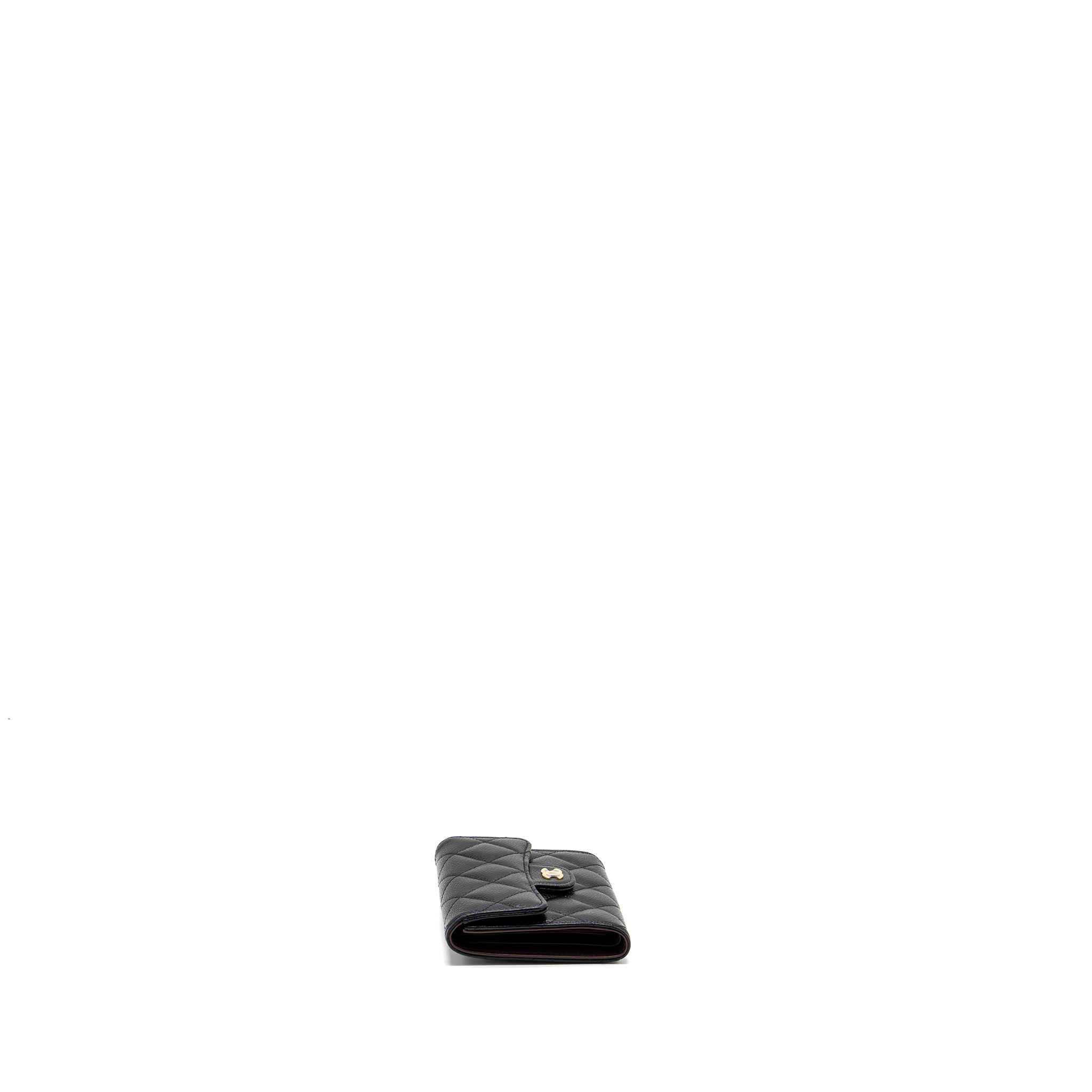 CHANEL CLASSIC COMPACT WALLET CAVIAR BLACK GHW (MICROCHIP)