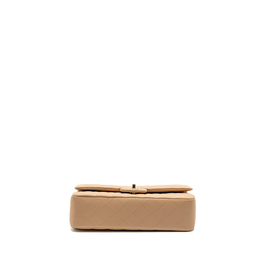 CHANEL MEDIUM CLASSIC DOUBLE FLAP BAG CAVIAR DARK BEIGE LGHW