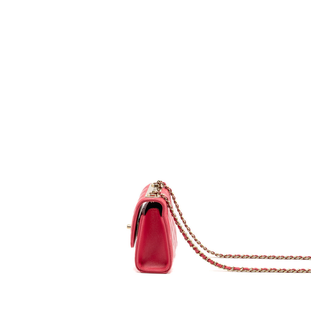 CHANEL MINI TRENDY CC CLUTCH WITH CHAIN LAMBSKIN PINK LGHW