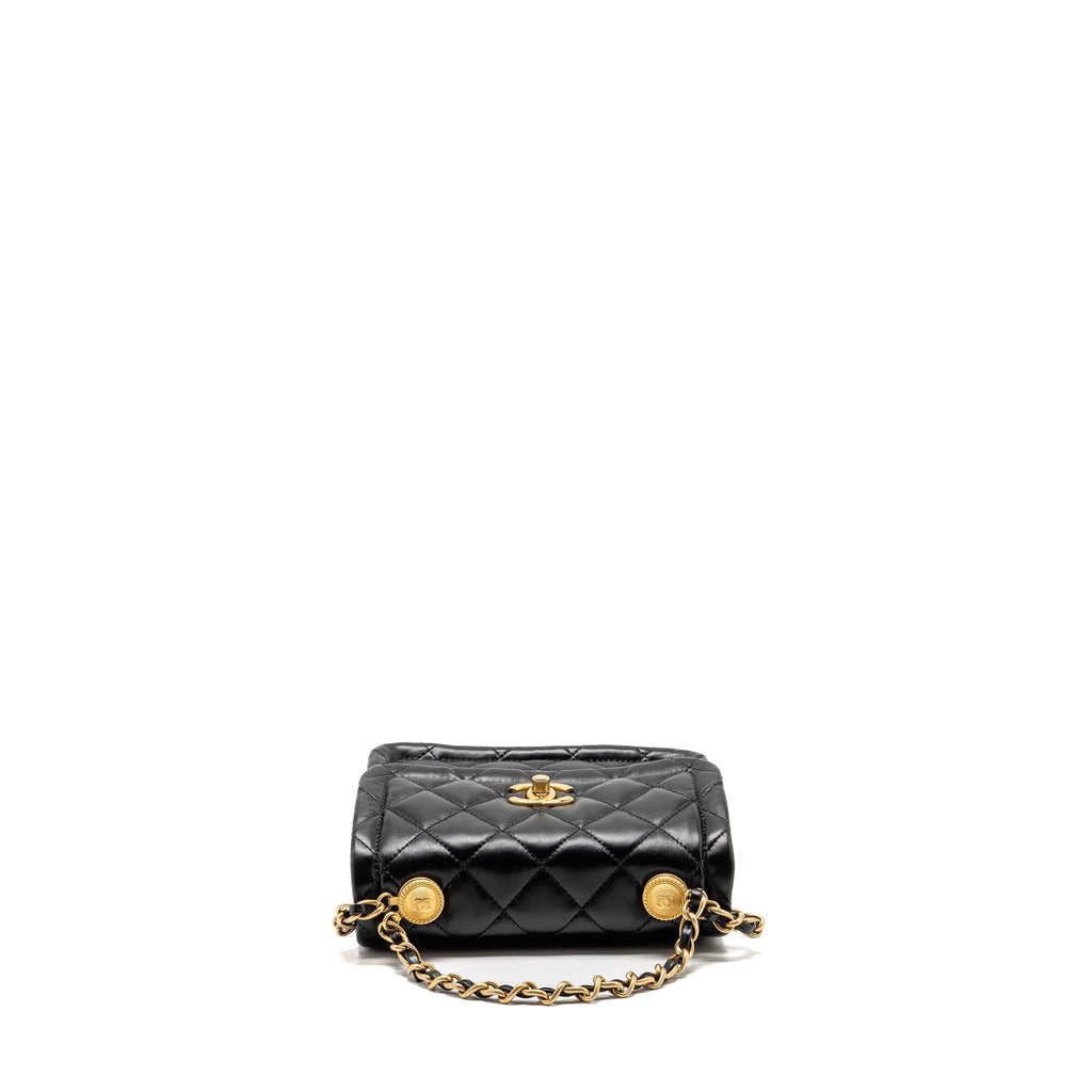CHANEL QUILTED SQUARE FLAP BAG LAMBSKIN BLACK GHW