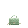 CHANEL 23P TOP HANDLE MINI RECTANGULAR LAMBSKIN LIGHT GREEN LGHW (MICROCHIP)