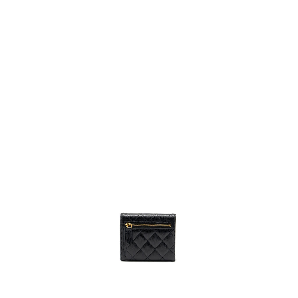 CHANEL CLASSIC COMPACT WALLET CAVIAR BLACK GHW (MICROCHIP)