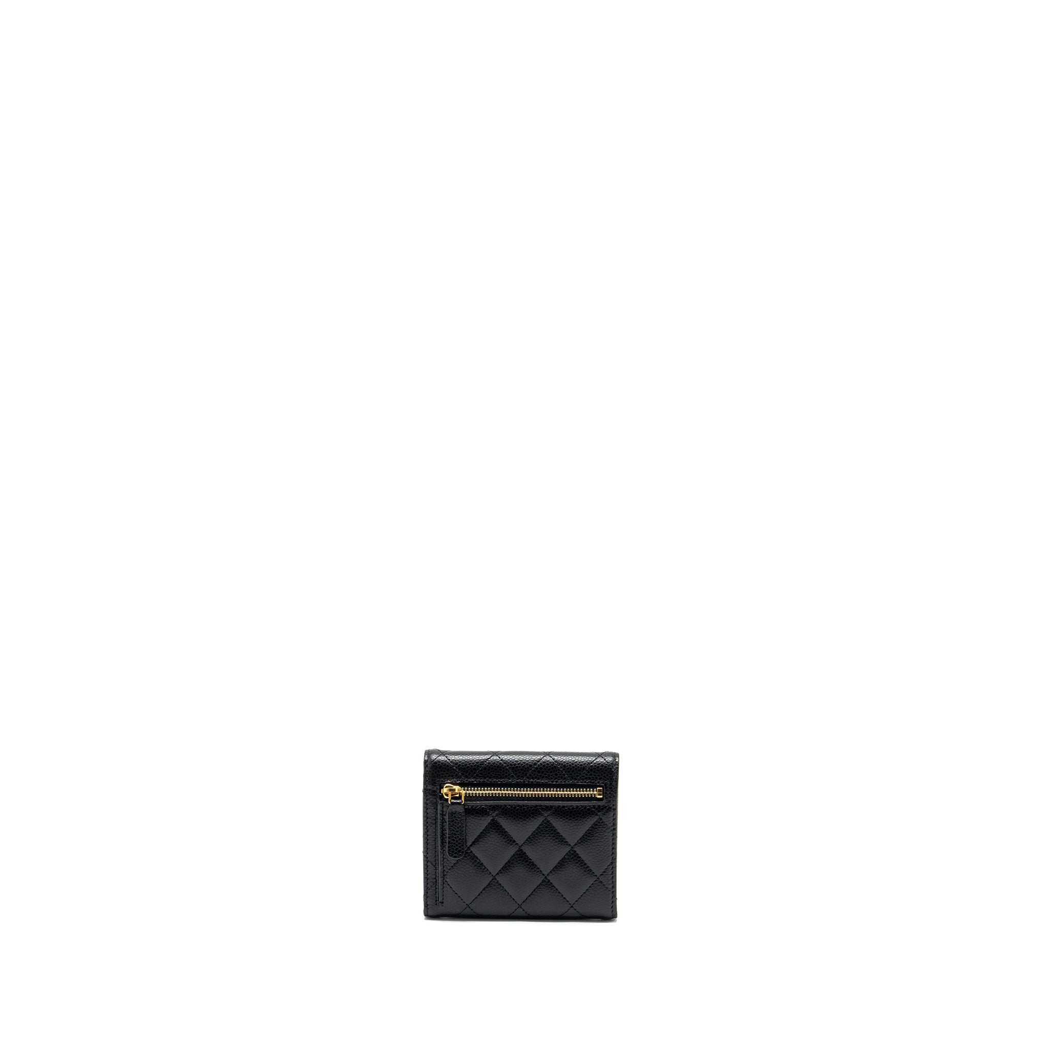 CHANEL CLASSIC COMPACT WALLET CAVIAR BLACK GHW (MICROCHIP)