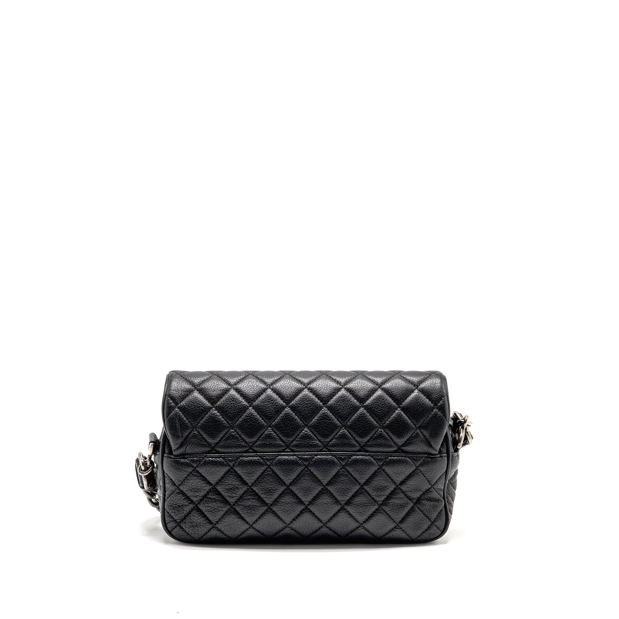 CHANEL MEDIUM CASUAL ROCK FLAP BAG GRAINED CALFSKIN BLACK RUTHENIUM HARDWARE