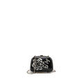CHANEL CAMELLIA MINAUDIERE CHAIN EVENING CLUTCH ACRYLIC PLASTIC BLACK / SILVER SHW