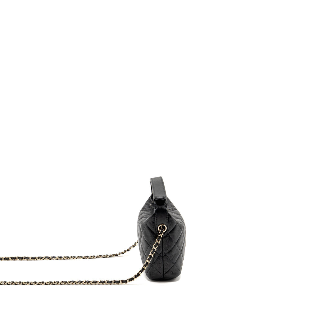 CHANEL 25C QUILTED HOBO BAG CAVIAR BLACK GHW (MICROCHIP)