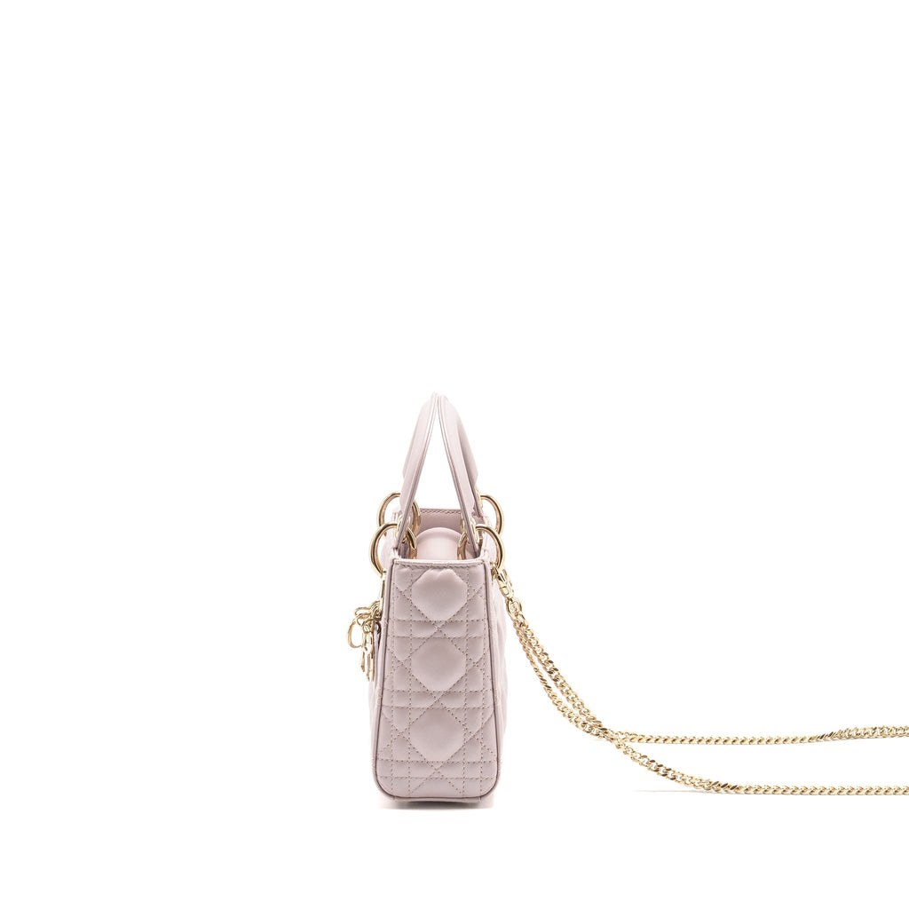 DIOR MINI LADY DIOR LAMBSKIN LIGHT PINK LGHW