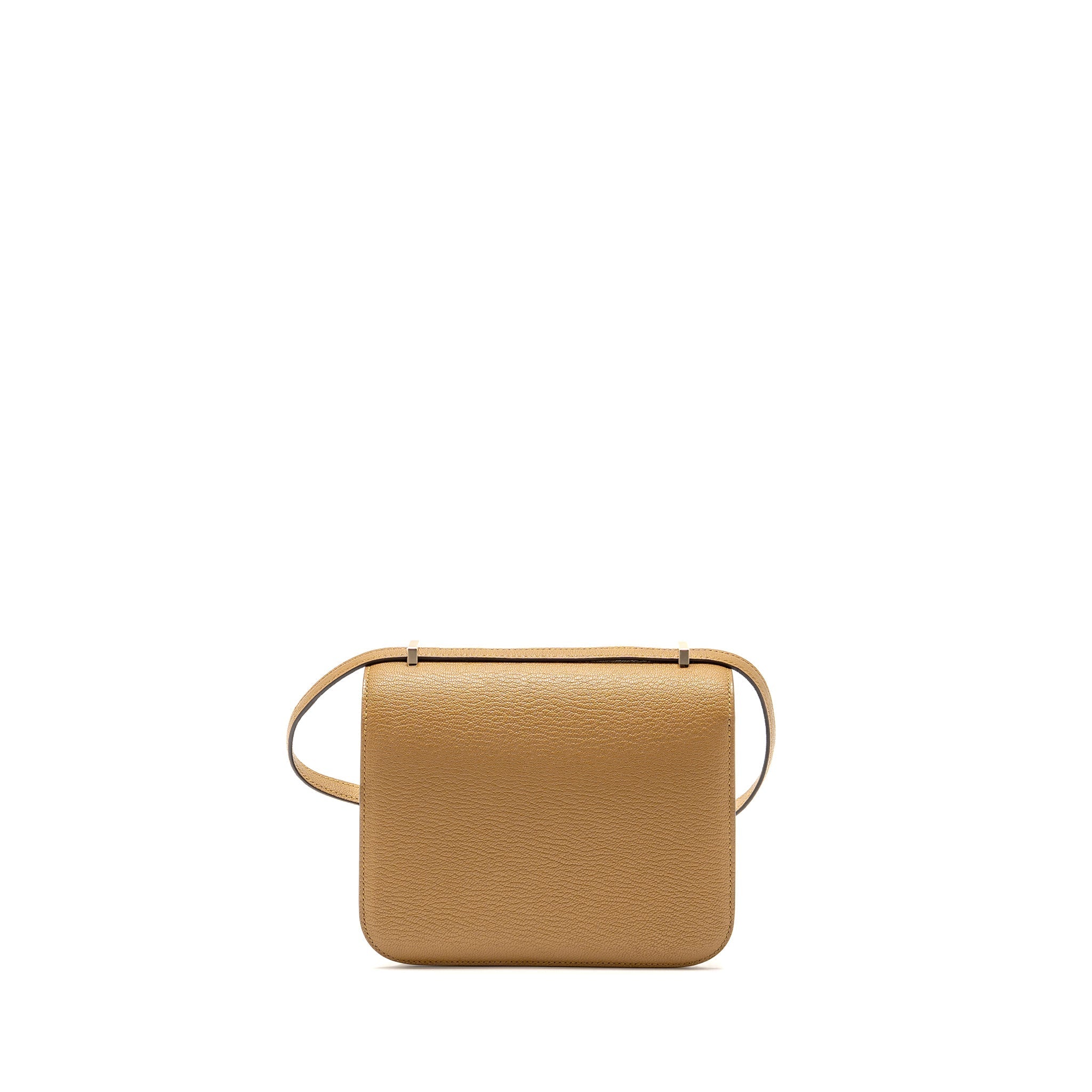 HERMES MINI CONSTANCE CHEVRE MYSORE KRAFT/BLEU BRUME GHW