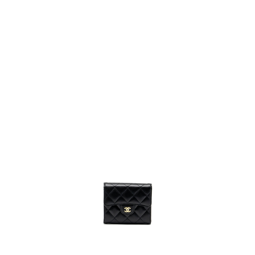 CHANEL CLASSIC COMPACT WALLET CAVIAR BLACK GHW (MICROCHIP)