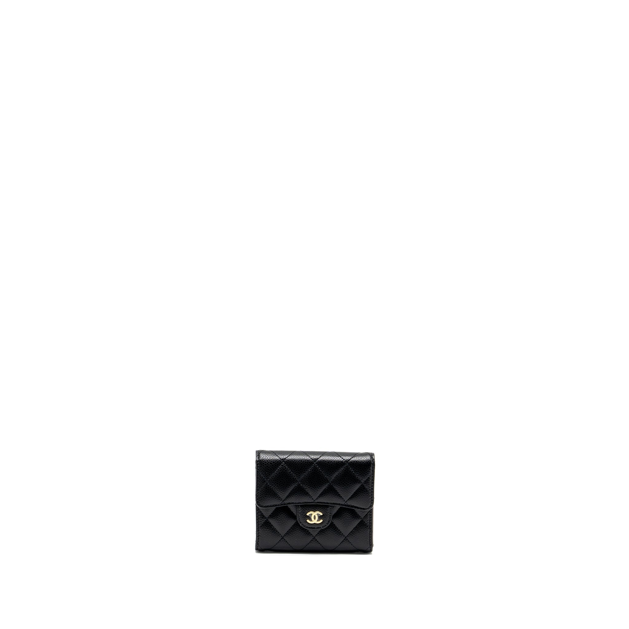 CHANEL CLASSIC COMPACT WALLET CAVIAR BLACK GHW (MICROCHIP)
