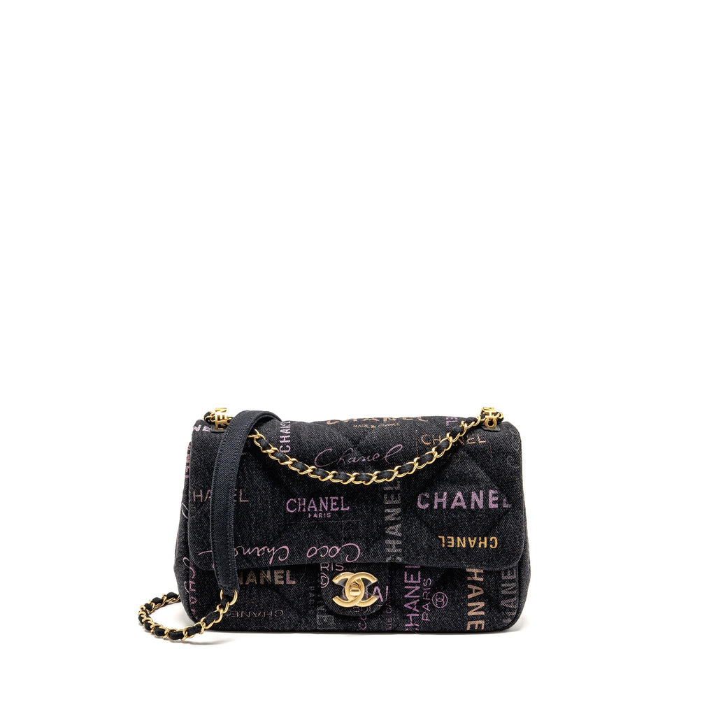 CHANEL LARGE MOOD FLAP BAG DENIM BLACK/MULTICOLOUR GHW (MICROCHIP)