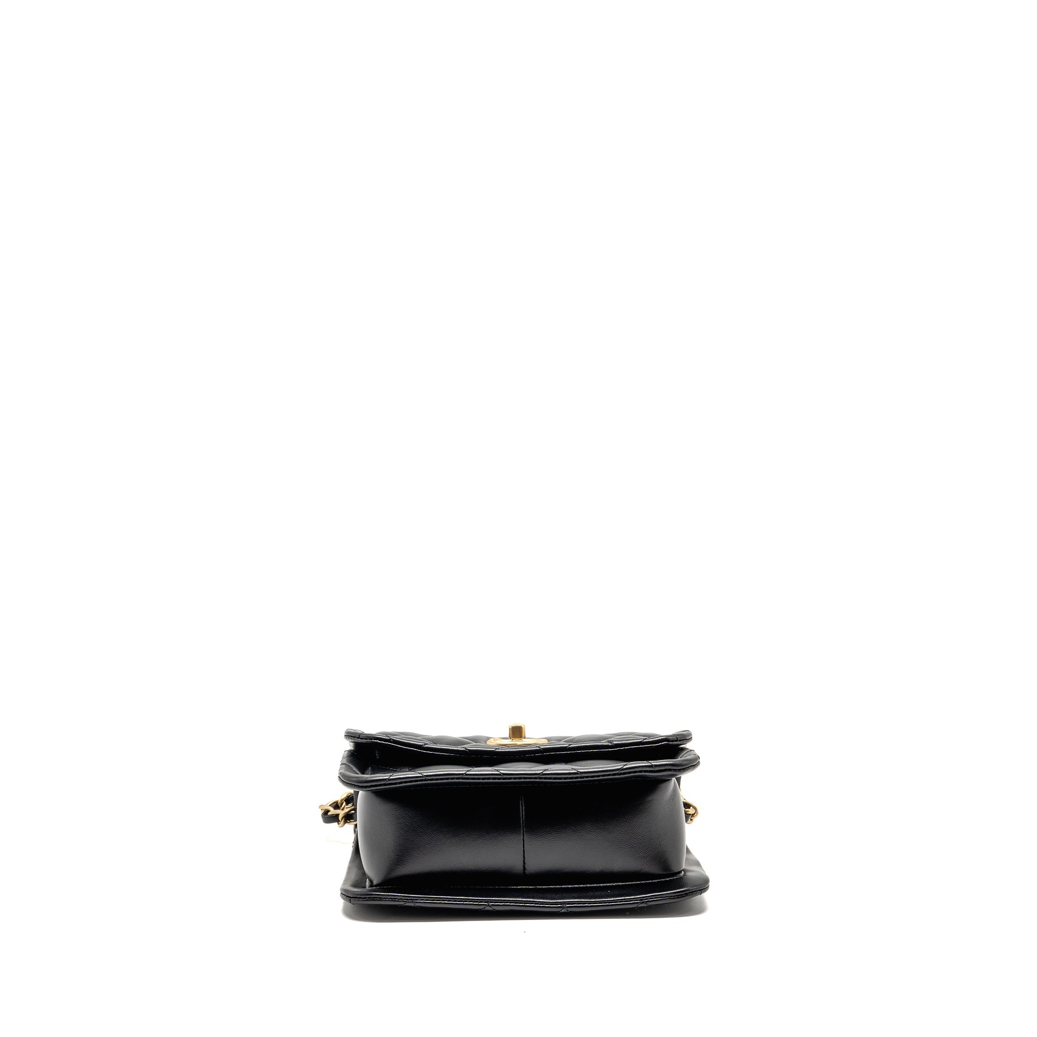 CHANEL QUILTED SQUARE FLAP BAG LAMBSKIN BLACK GHW