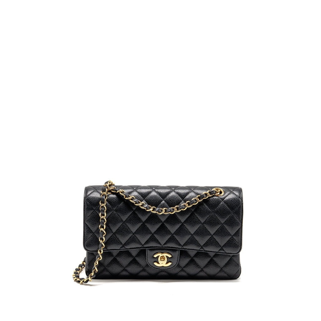 CHANEL MEDIUM CLASSIC DOUBLE FLAP BAG CAVIAR BLACK GHW