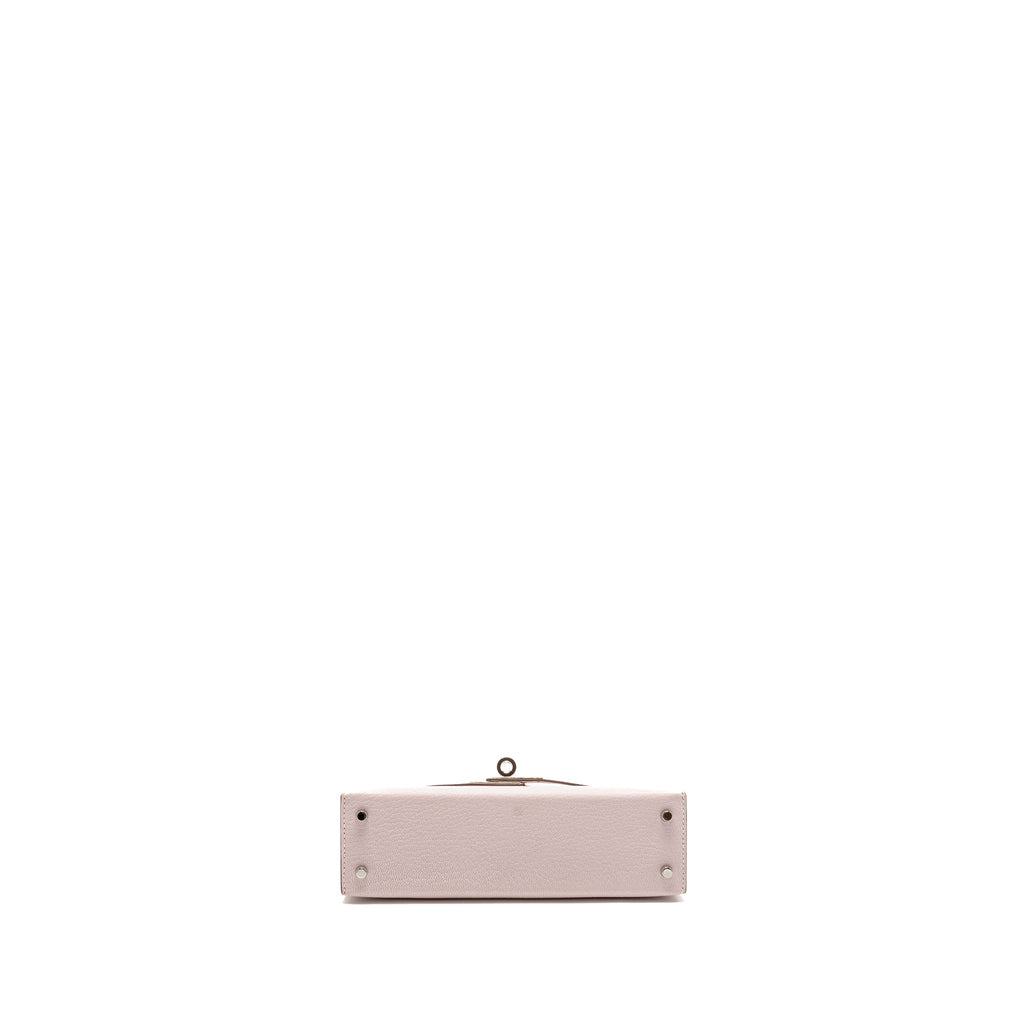 HERMES MINI KELLY II SPECIAL ORDER CHEVRE MYSORE LEATHER MAUVE PALE / GOLD SHW