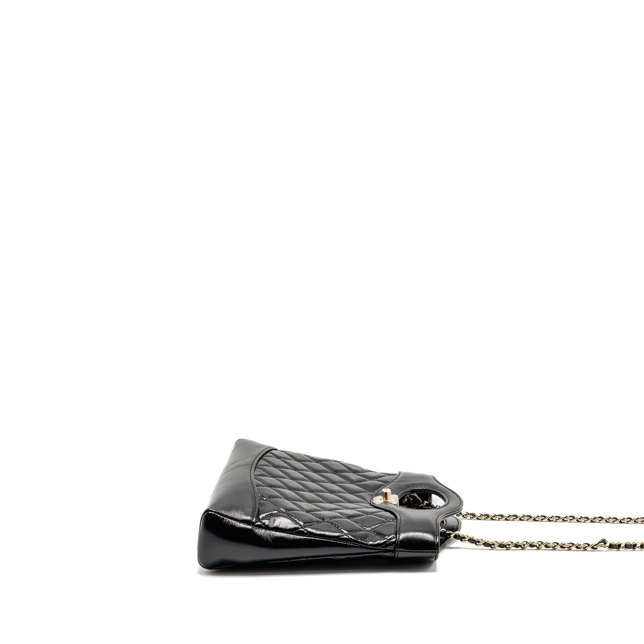 CHANEL MINI 31 BAG SHINY CALFSKIN BLACK LGHW (MICROCHIP)