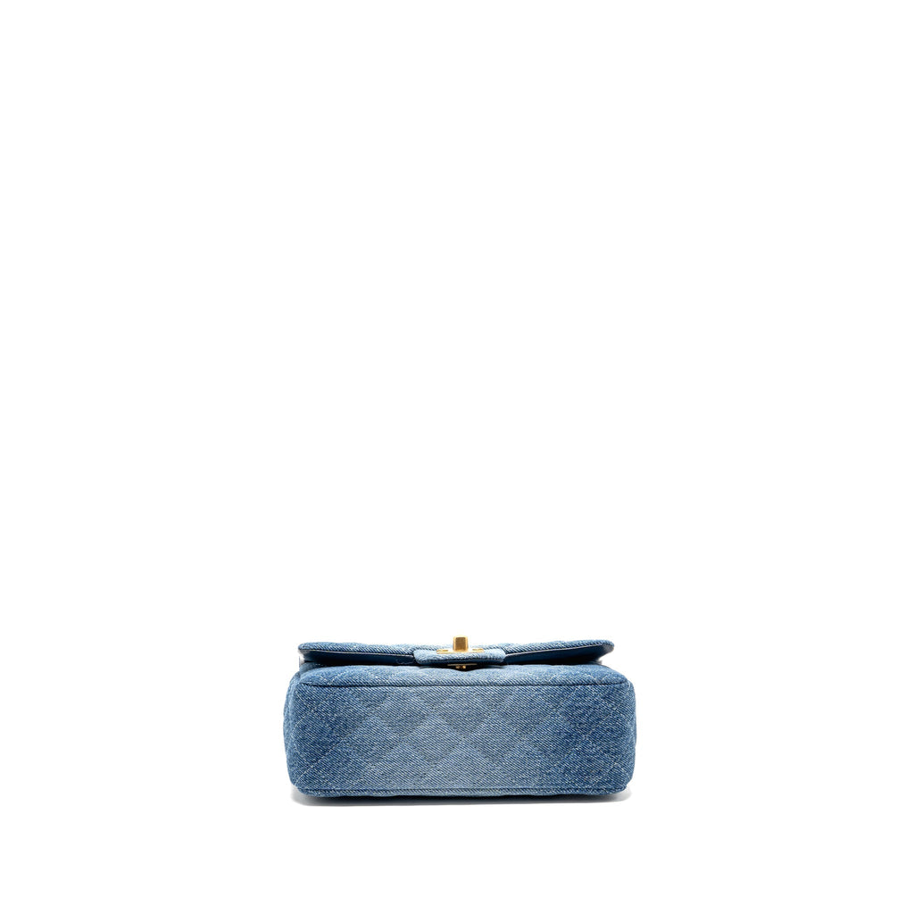 CHANEL MINI RECTANGULAR FLAP BAG DENIM BLUE GHW (MICROCHIP)