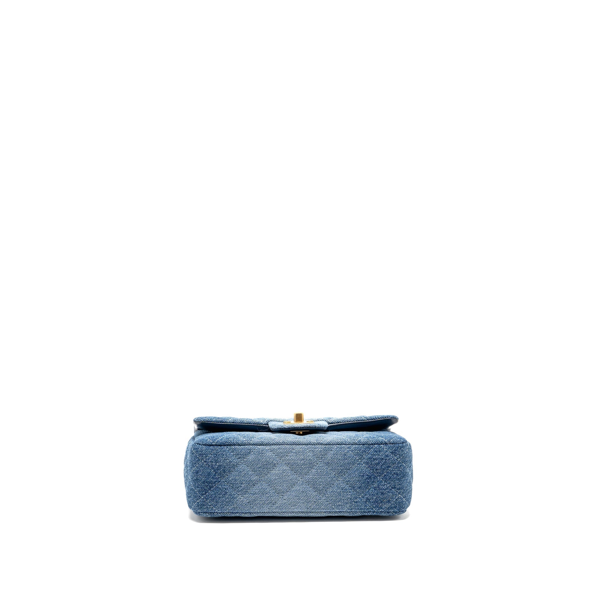CHANEL MINI RECTANGULAR FLAP BAG DENIM BLUE GHW (MICROCHIP)