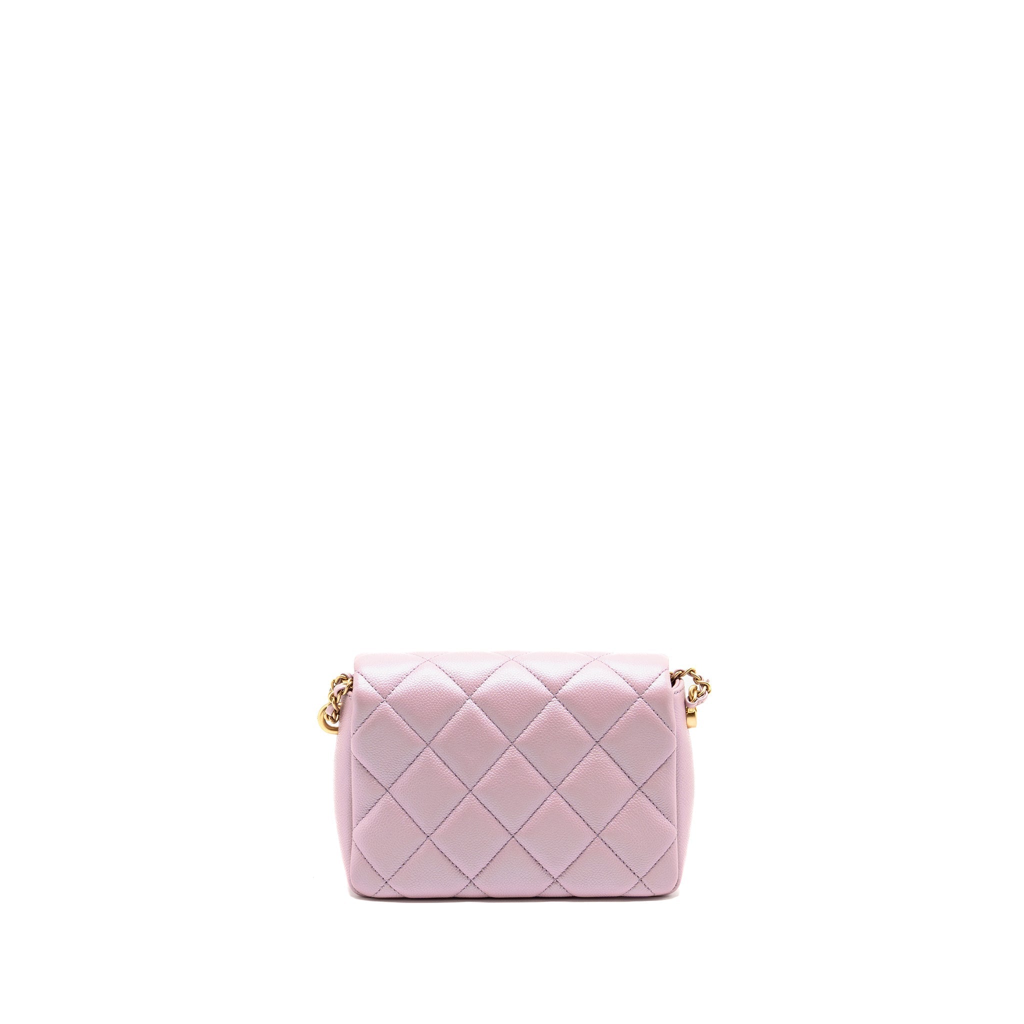 CHANEL 21K MY PERFECT MINI FLAP BAG CAVIAR IRIDESCENT PINK GHW (MICROCHIP)