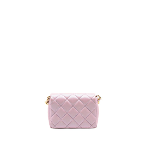 CHANEL 21K MY PERFECT MINI FLAP BAG CAVIAR IRIDESCENT PINK GHW (MICROCHIP)