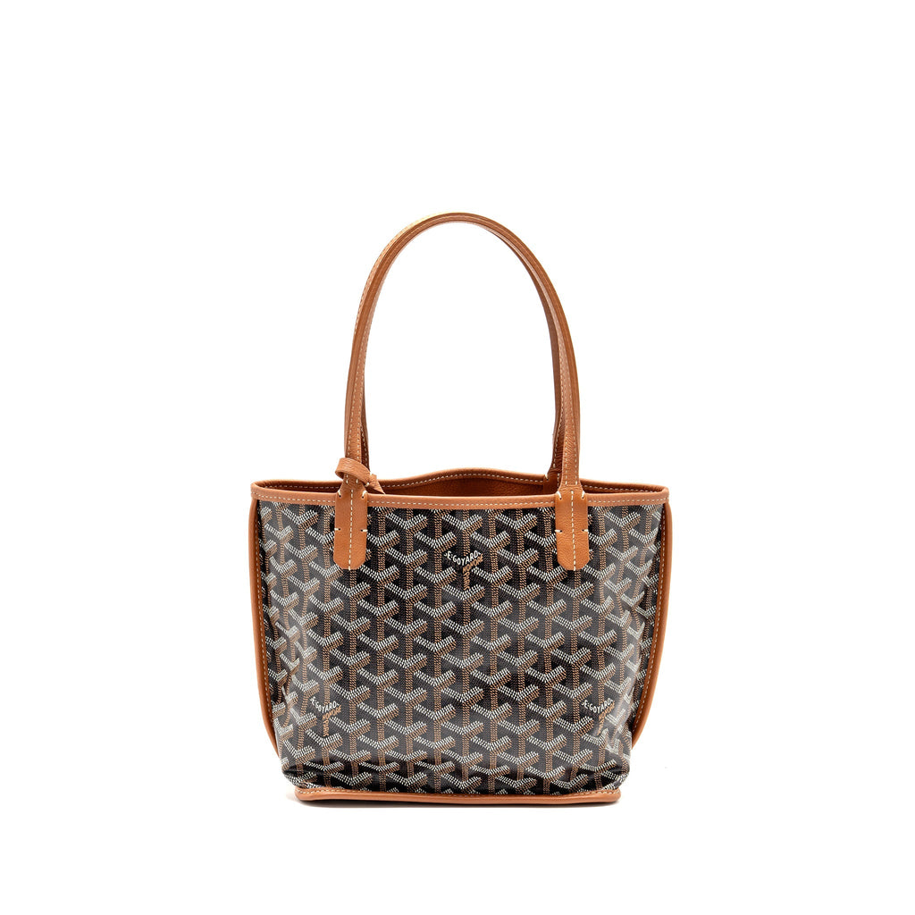GOYARD MINI ANJOU TOTE GOYARDLINE CANVAS/LEATHER TAN/BLACK SHW